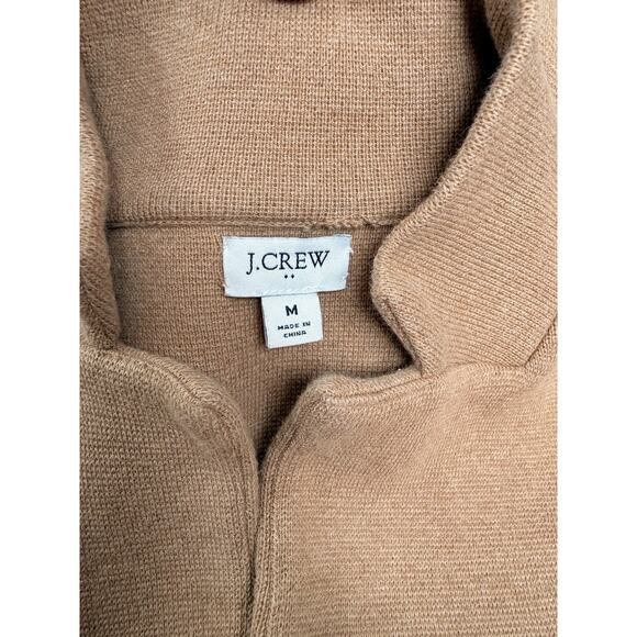 J Crew Knit Sweater Blazer 100% Cotton Jacket Single Button Tan Camel Career S/M - Picture 5 of 16